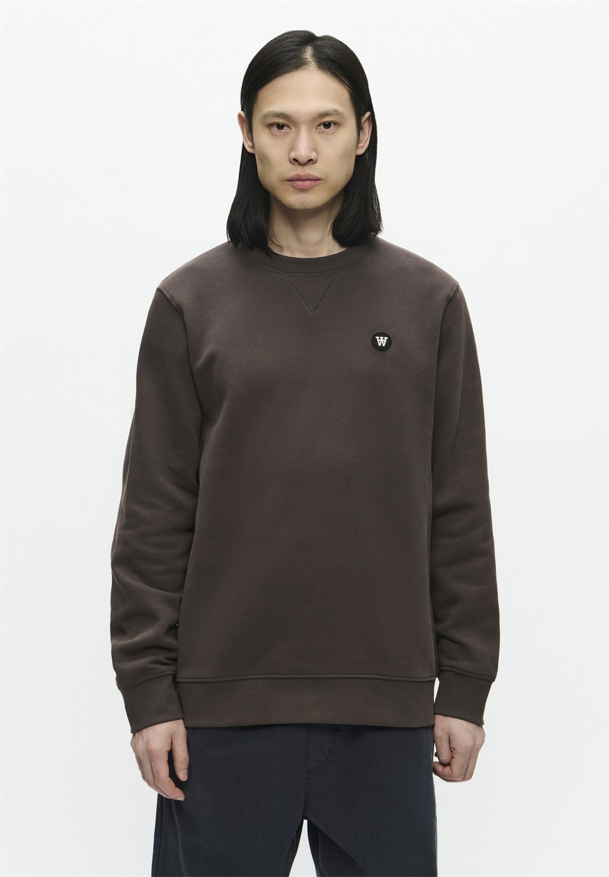 DOUBLE A BY W.W. WWTye Badge Crew - Sweatshirt - delicioso/dunkelbraun
