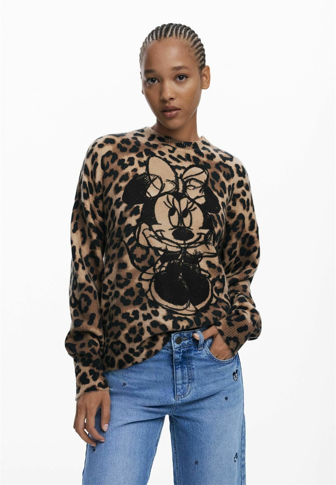 Desigual MINNIE ANIMAL PRINT - Strickpullover - brown/braun