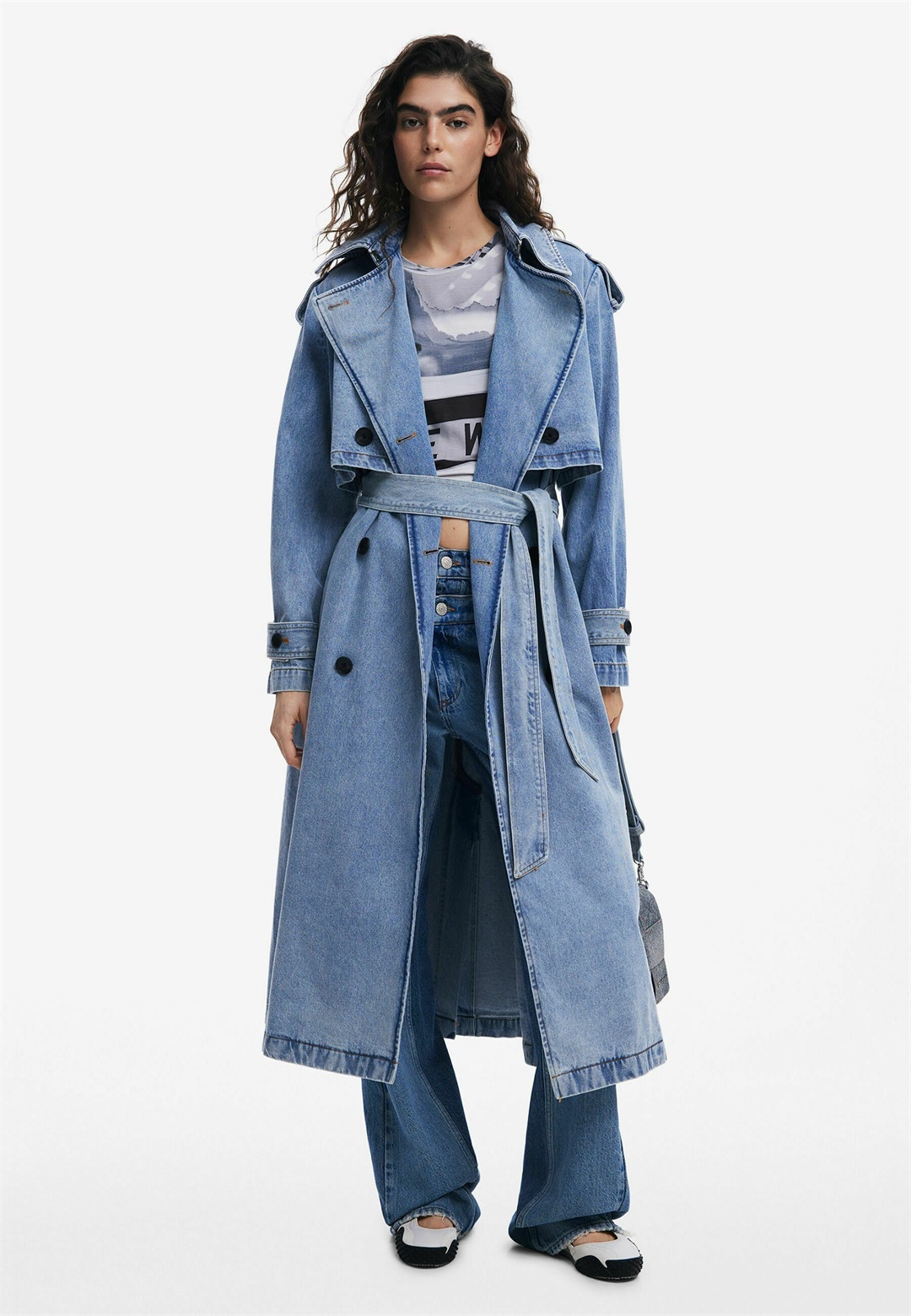 Desigual WITH BELT - Trenchcoat - blue/blau
