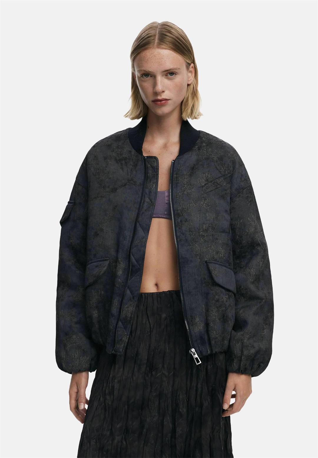 Desigual EMBROIDERED - Bomberjacke - black/schwarz Desigual EMBROIDERED - Bomberjacke - black/schwarz