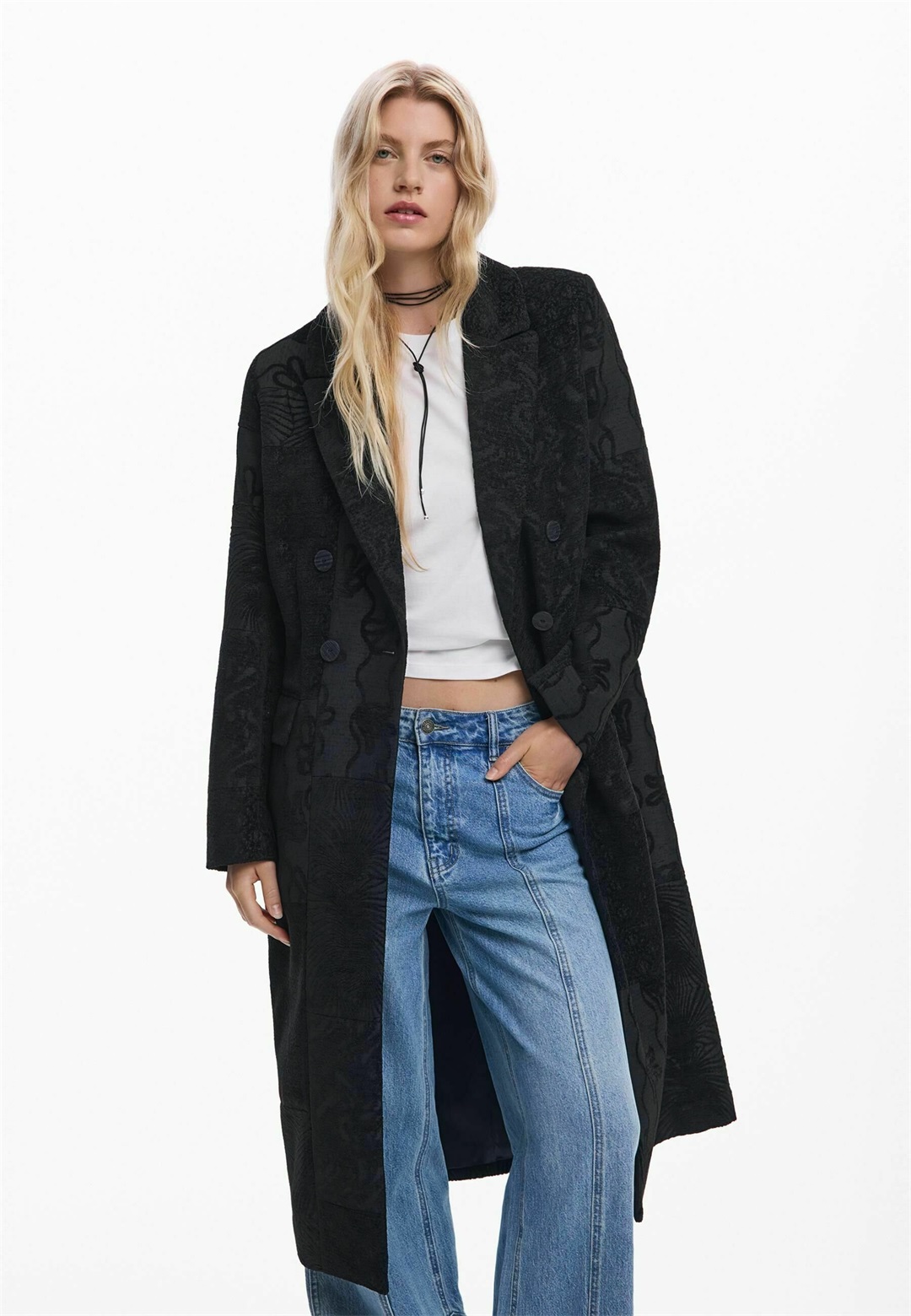 Desigual TEXTURED - Klassischer Mantel - black/schwarz