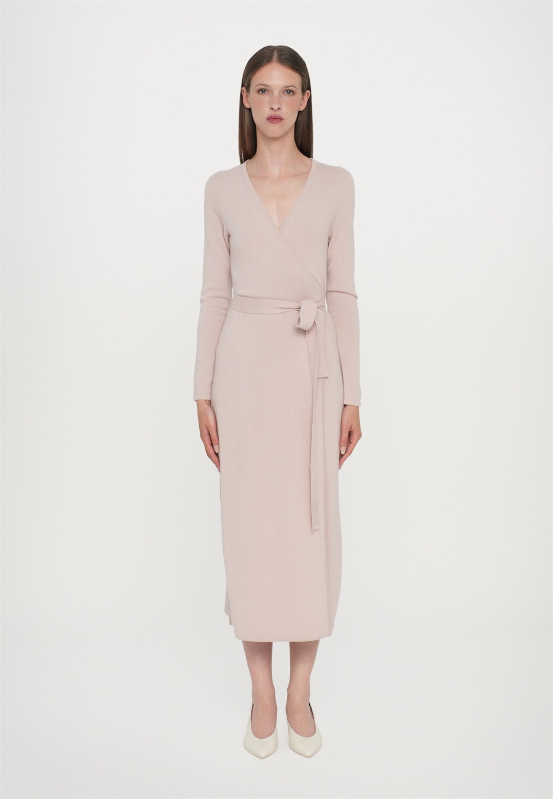 Diane von Furstenberg ASTRID WRAP DRESS - Strickkleid - bare/weiß