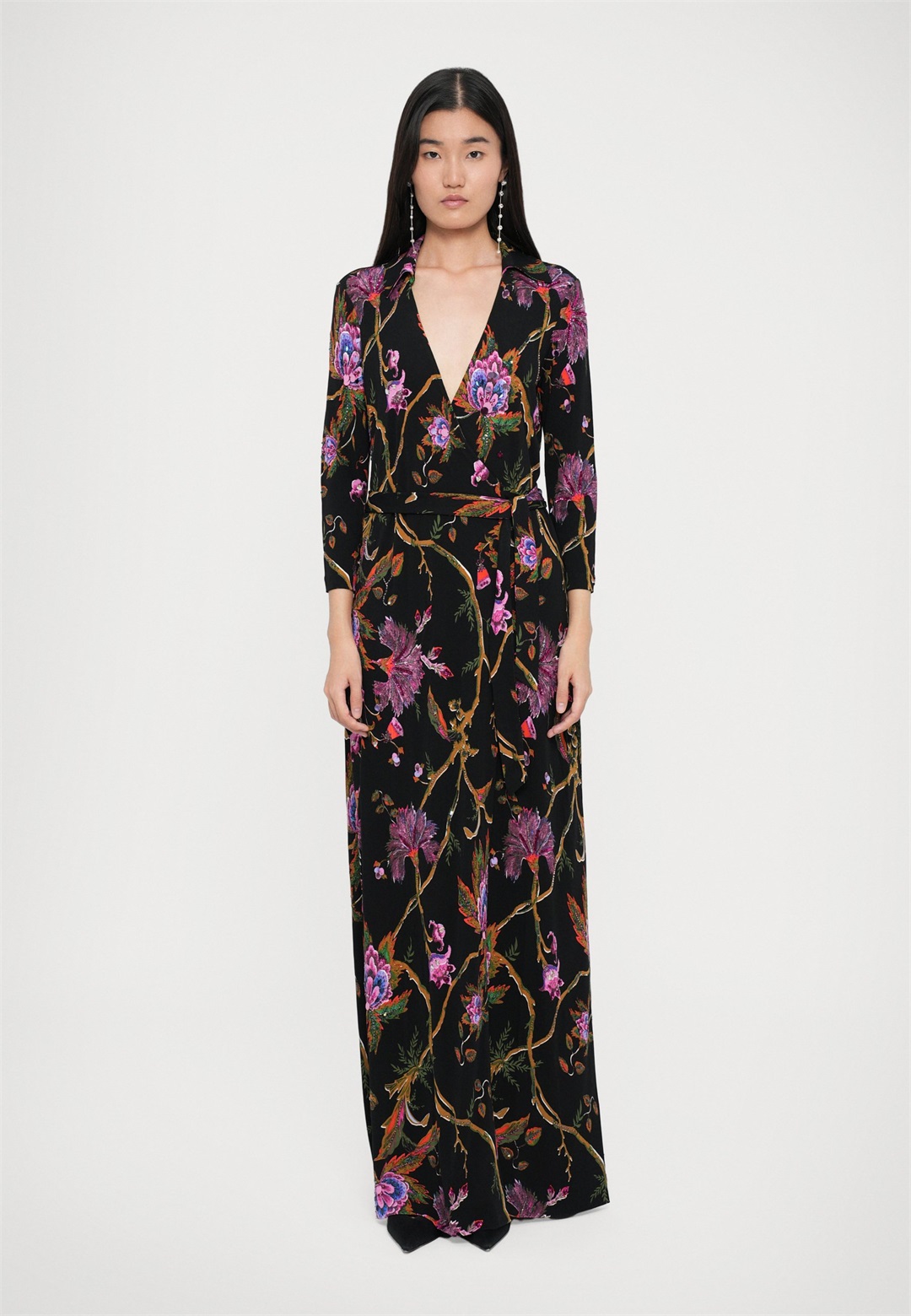 Diane von Furstenberg ABIGAIL LONG WRAP DRESS - Maxikleid - black/schwarz