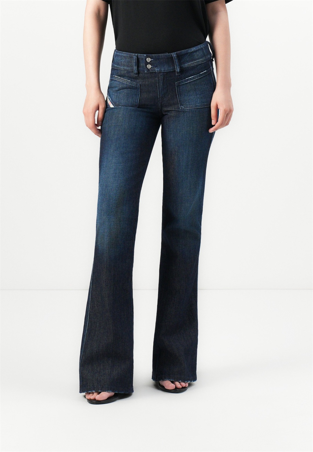 Diesel D HUSH - Flared Jeans - blue denim