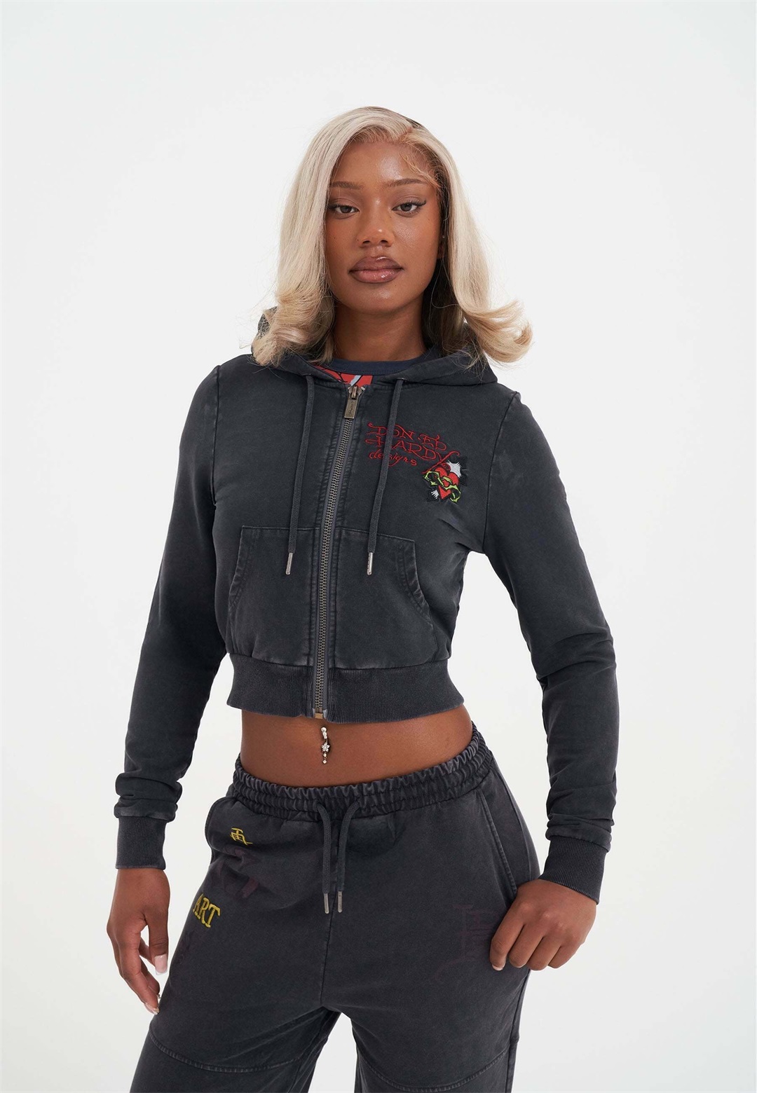 Ed Hardy FLAMING TIGER CROPPED - Sweatjacke - black/schwarz