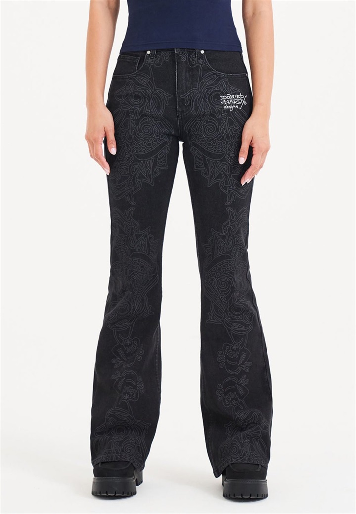 Ed Hardy ICE GEISHA - Jeans Bootcut - black grey/schwarz