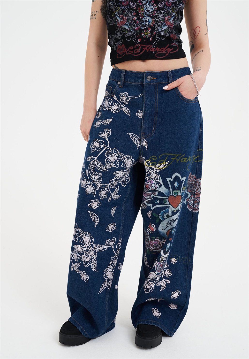 Ed Hardy TRUE TO MY LOVE XXTRA - Flared Jeans - indigo/blue denim