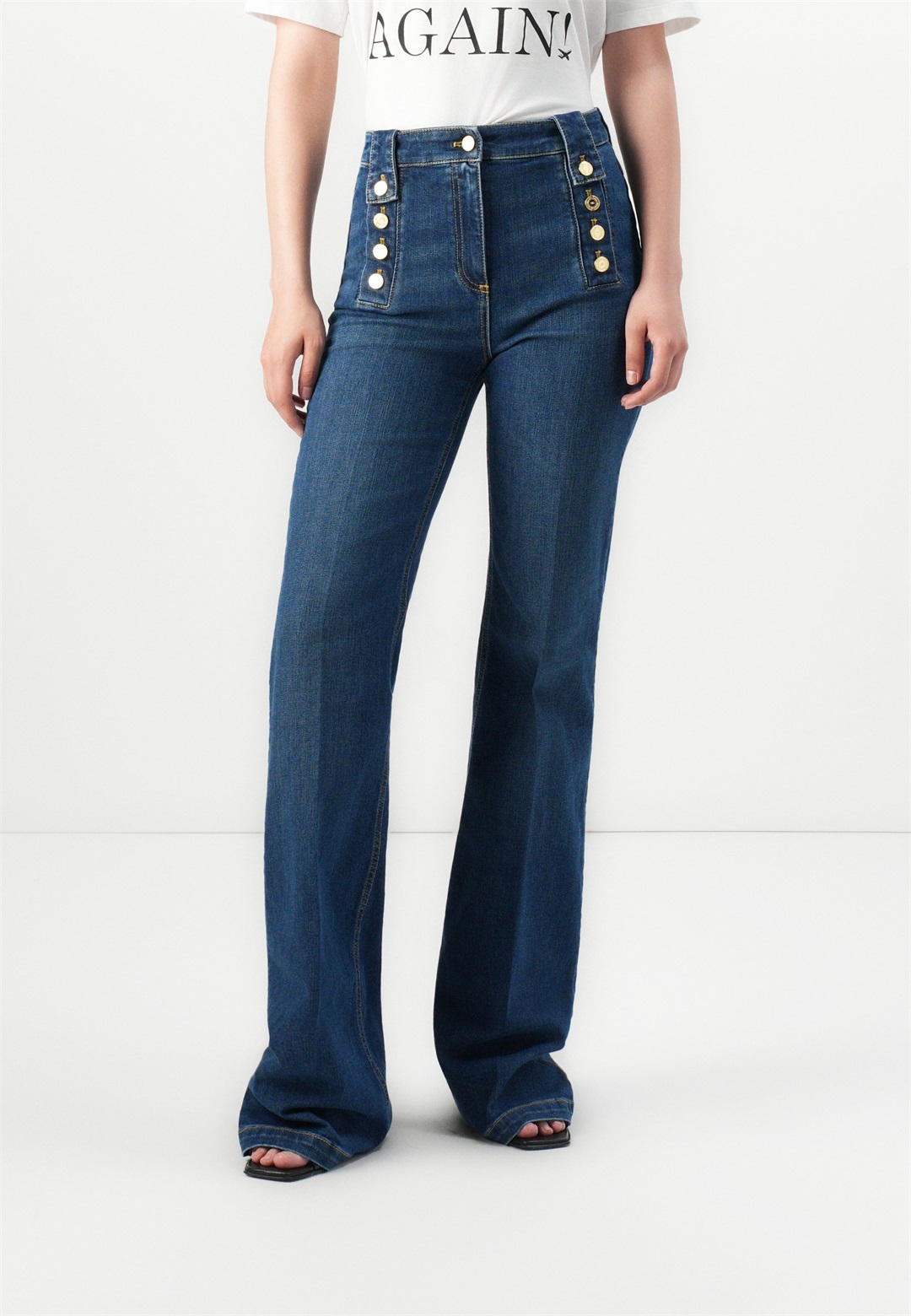 Elisabetta Franchi WOMEN'S JEANS TROUSERS - Flared Jeans - blue denim