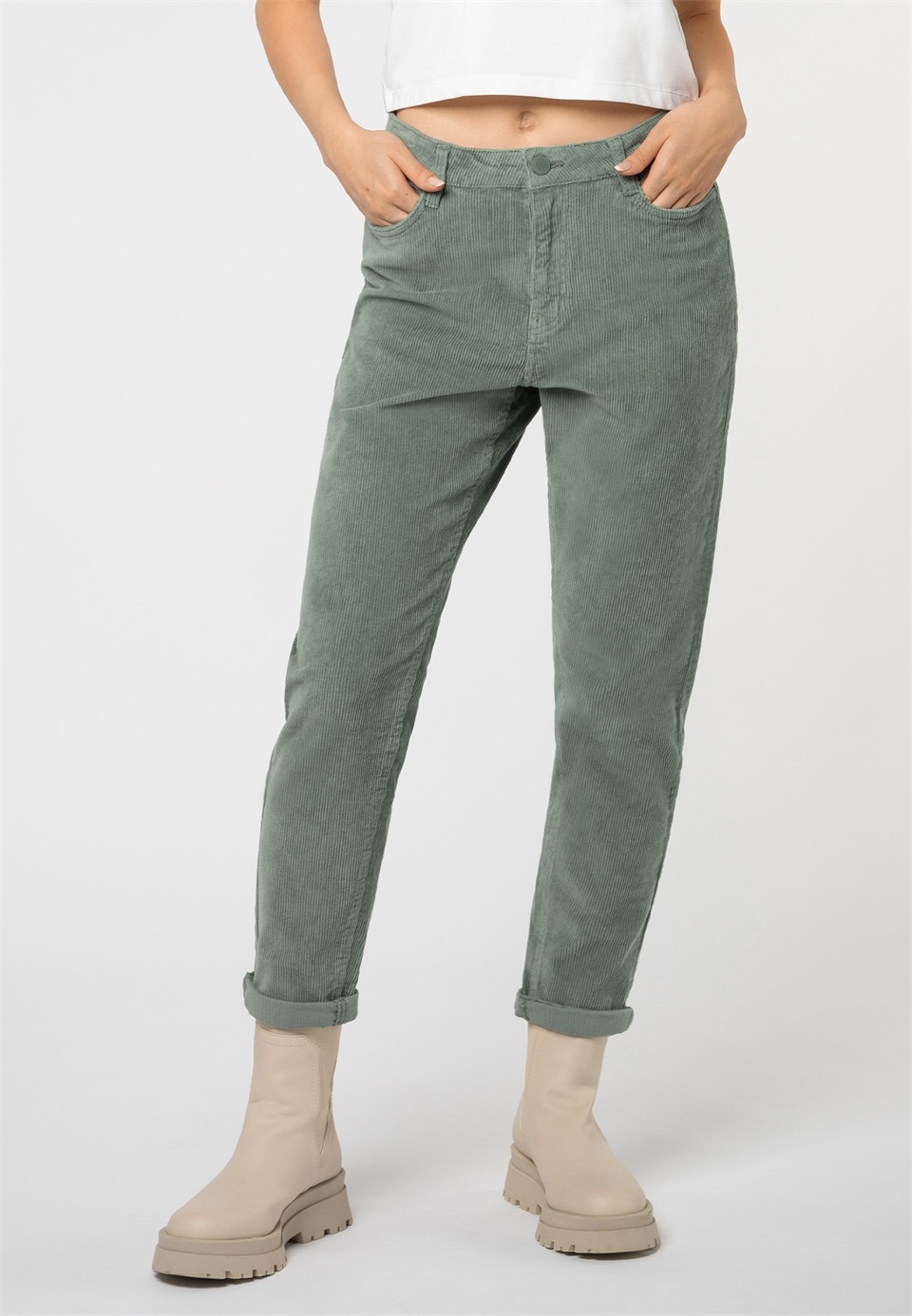 Eight 2 Nine MOM FIT - Stoffhose - middle green/grün