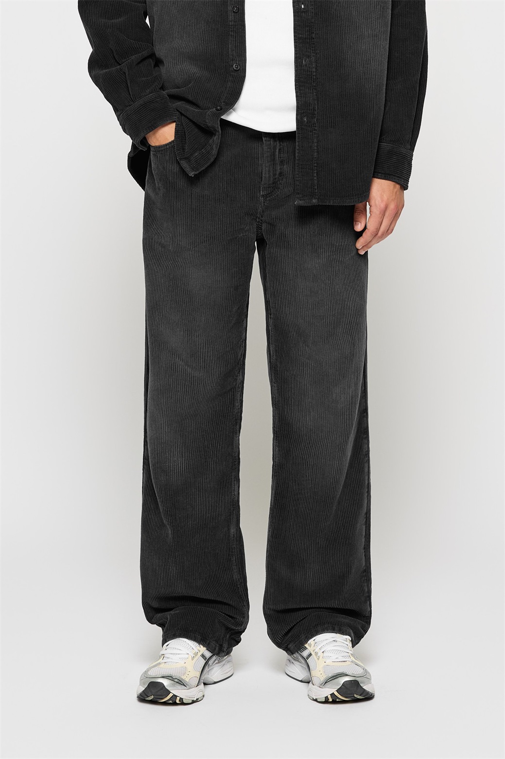 EIGHTYFIVE CORDUROY PLEATED UNISEX - Jeans Straight Leg - grey black/grau