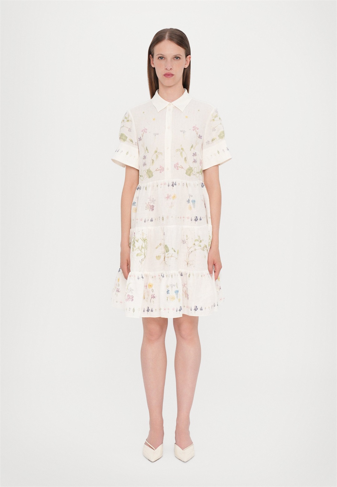 Erdem SLEEVE MINI SHIRT DRESS - Blusenkleid - botanical garden white/weiß