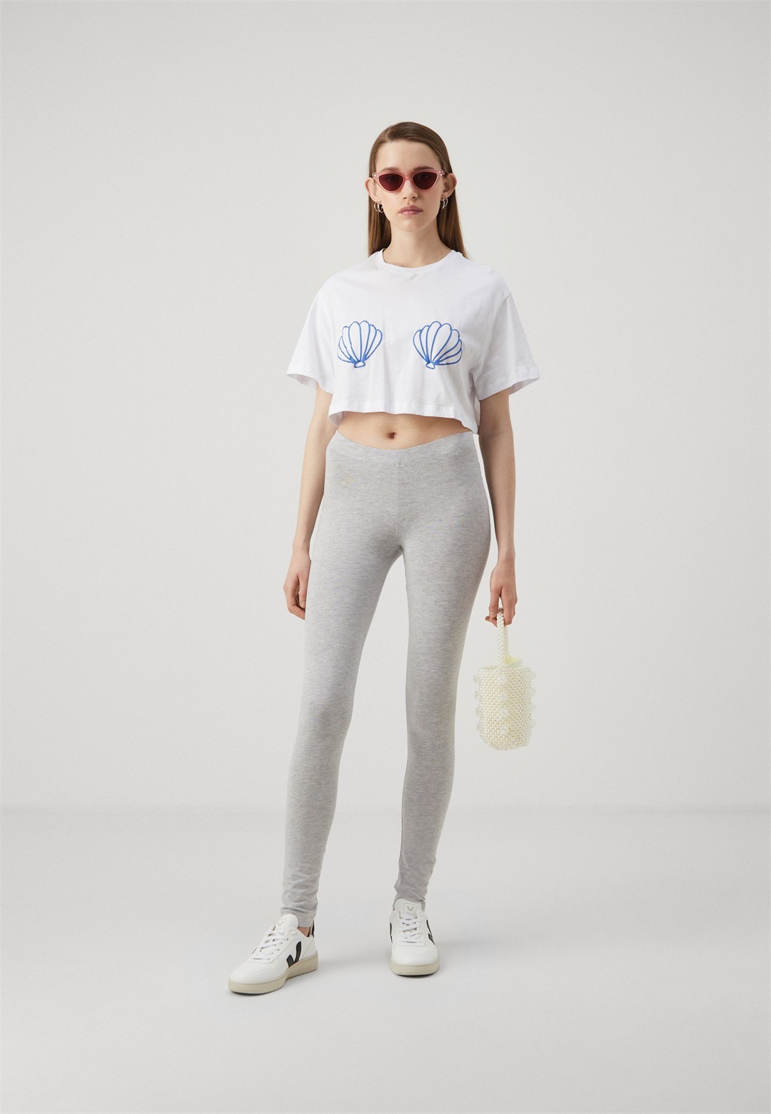 Even&Odd 2 PACK - Leggings - Hosen - mottled light grey/black/hellgrau-meliert