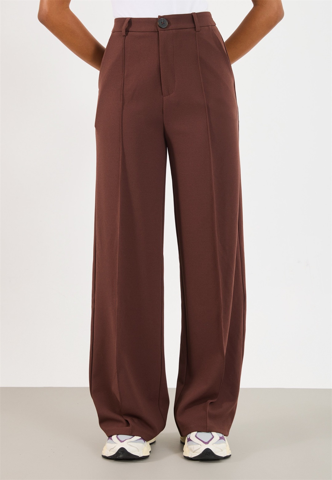Even&Odd TAILORED WIDE LEG - Stoffhose - chocolate/braun