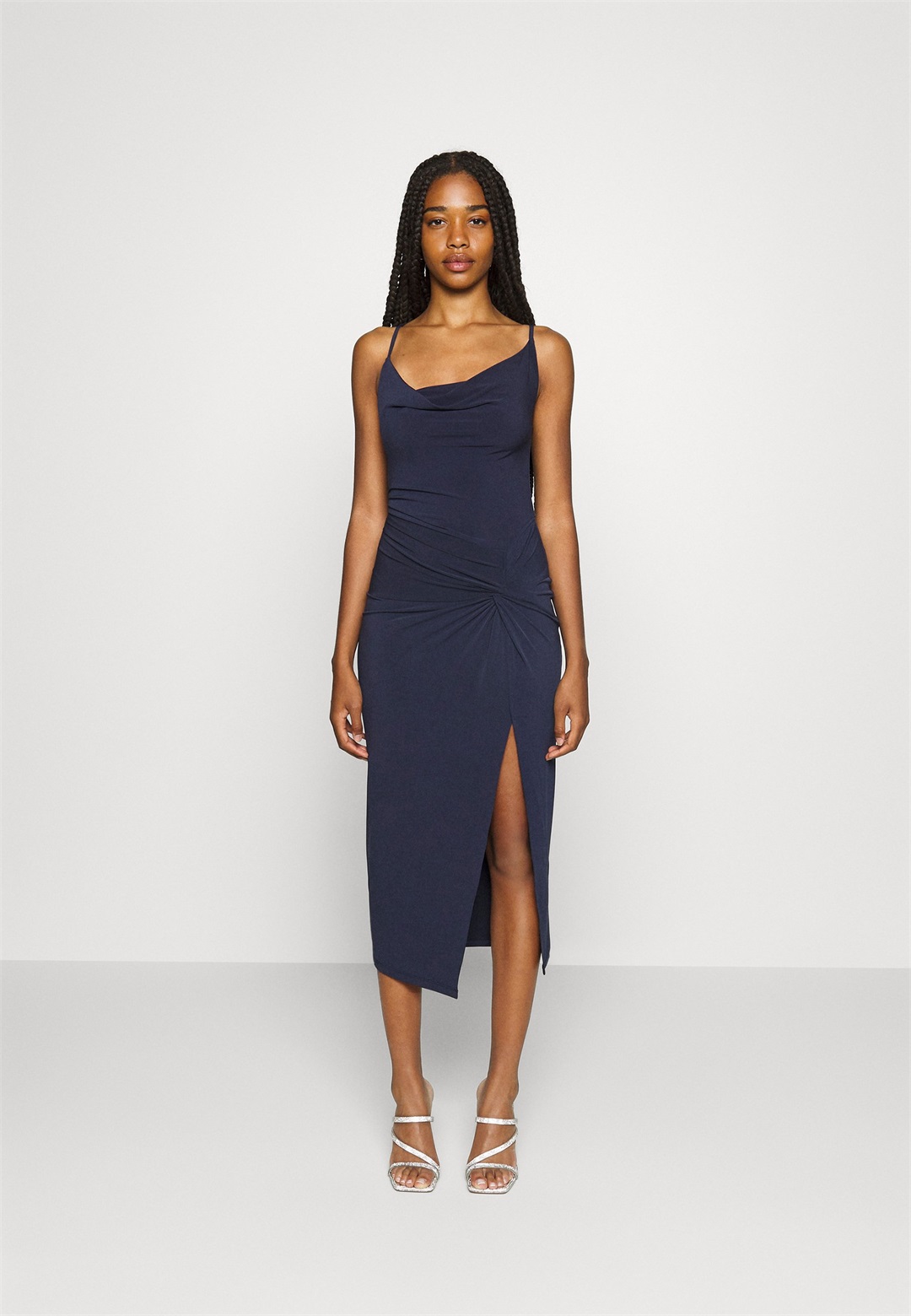 Even&Odd CIRC ASYMMETRIC NECKLINE SLIT DRESS - Cocktailkleid/festliches Kleid - 503 - dark blue/dunkelblau