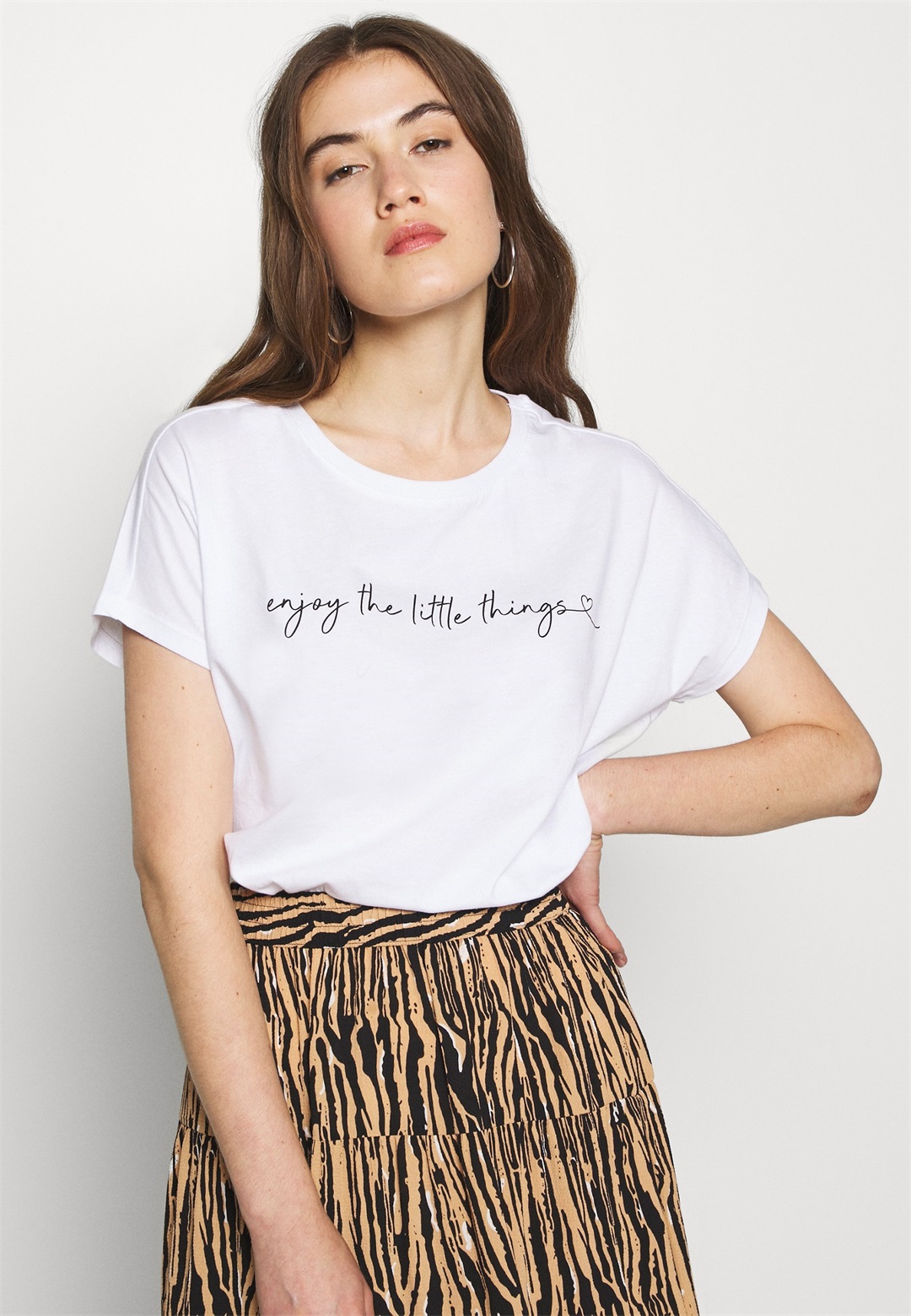 Even&Odd MANDALA ENJOY THE LITTLE THINGS TEE - T-Shirt print - white/weiß