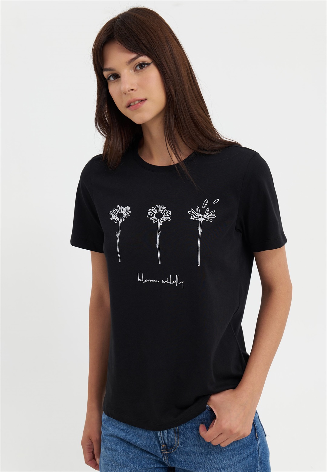 Even&Odd T-Shirt print - black/schwarz