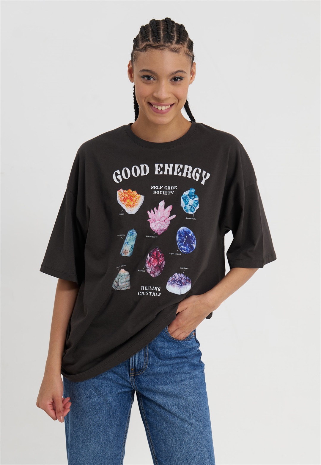 Even&Odd T-Shirt print - anthracite/anthrazit