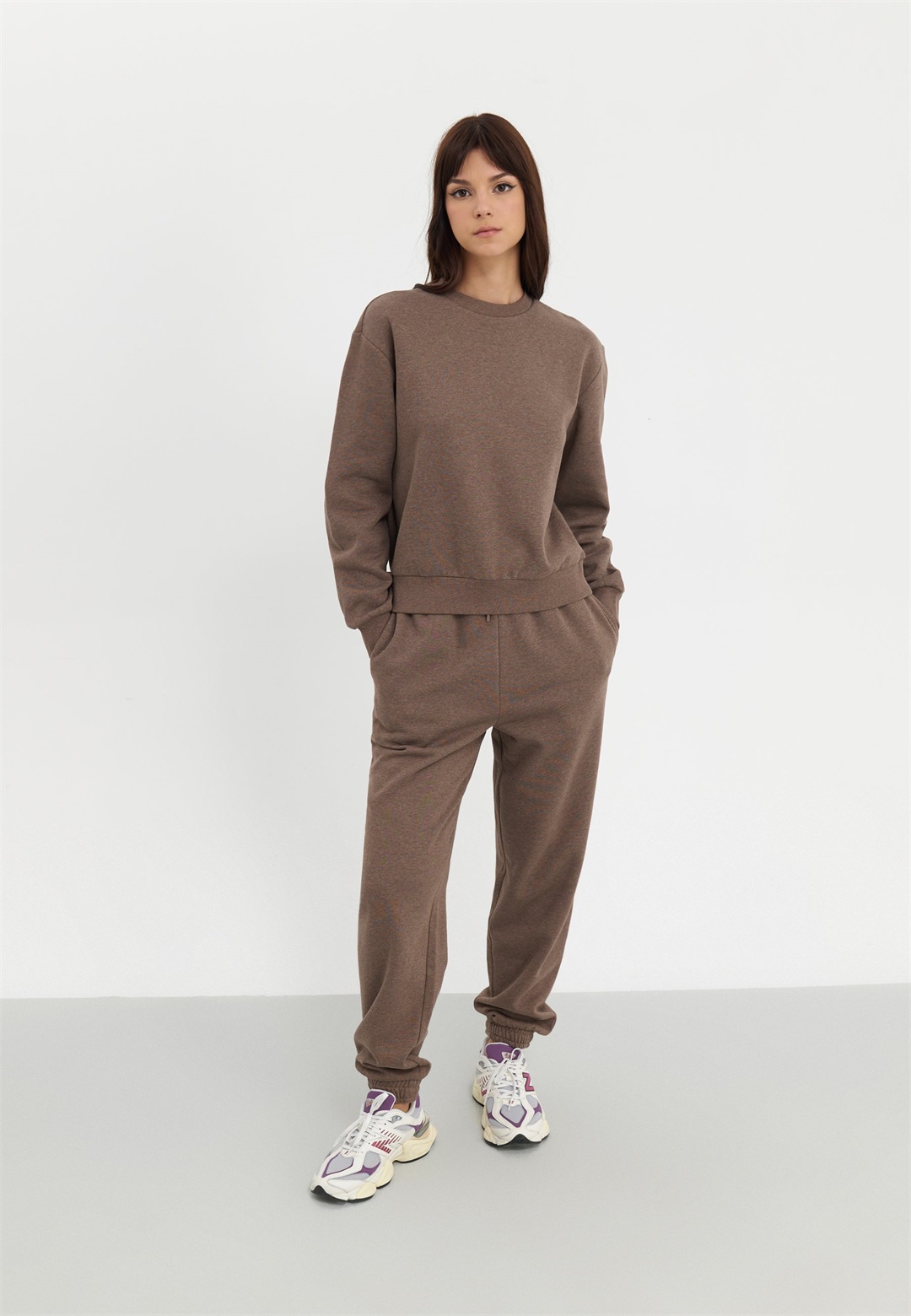 Even&Odd SET - Jogginghose - mottled brown/braun meliert