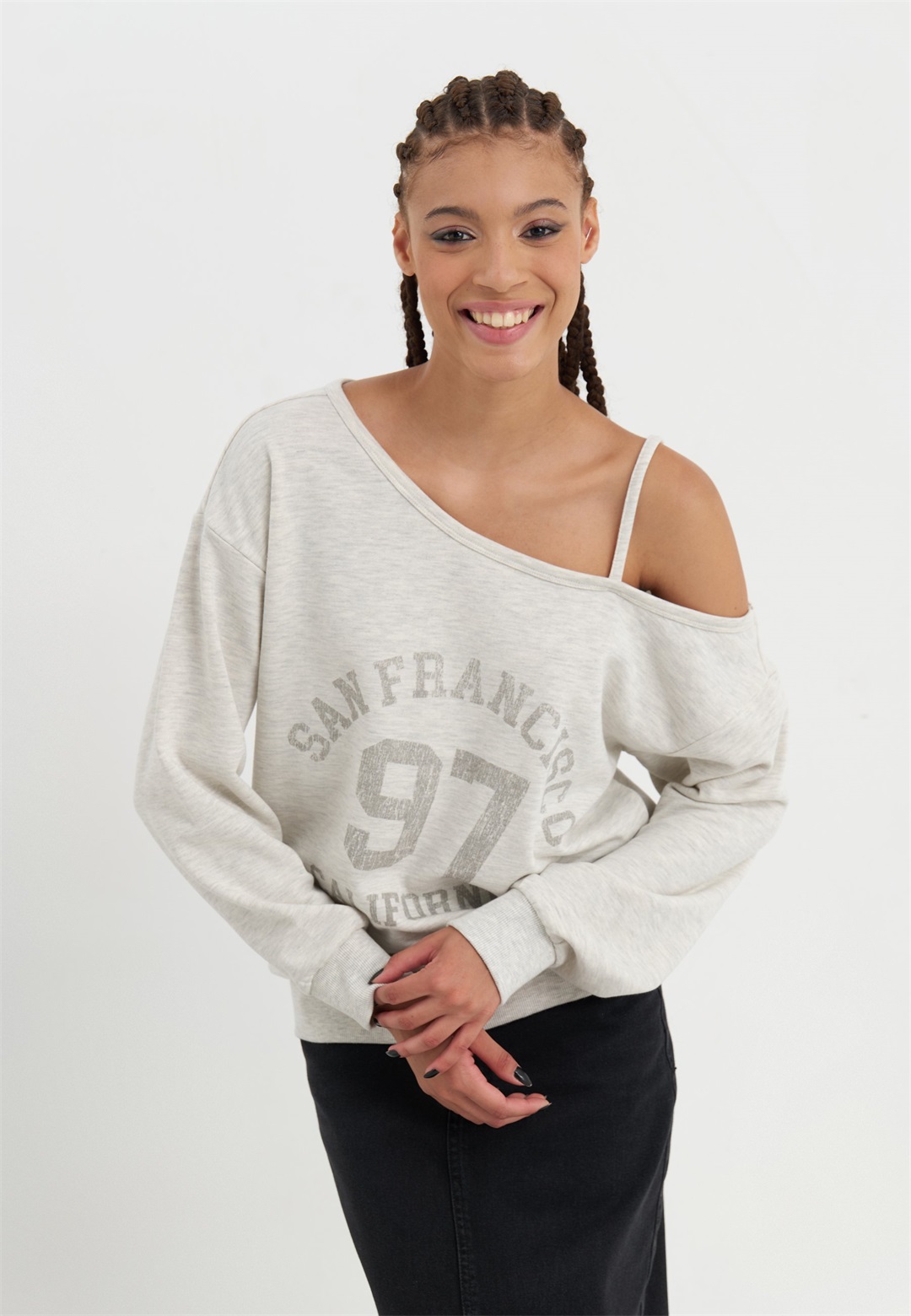 Even&Odd Sweatshirt - mottled light grey/hellgrau-meliert