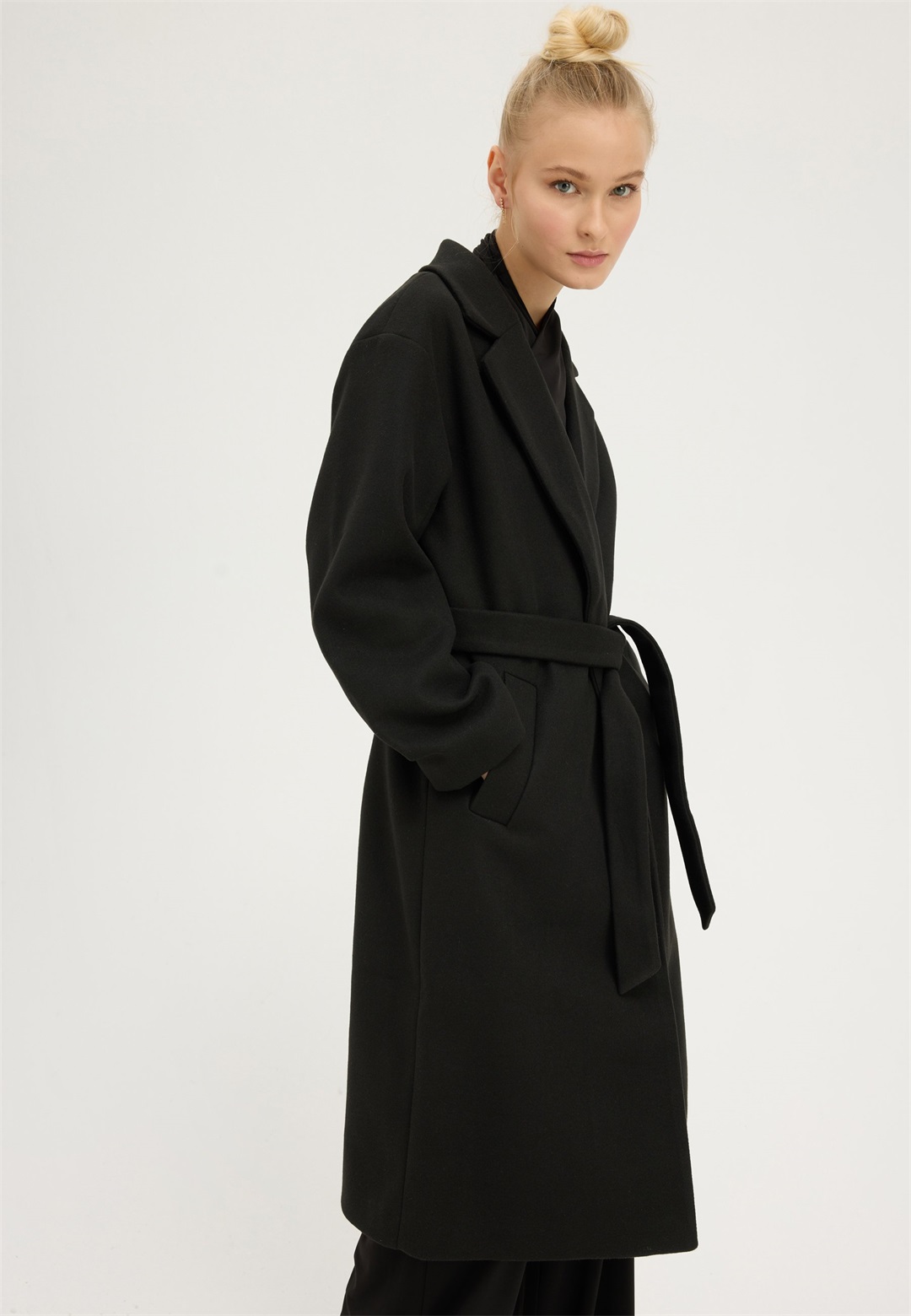 Even&Odd BELTED COAT - Klassischer Mantel - black/schwarz