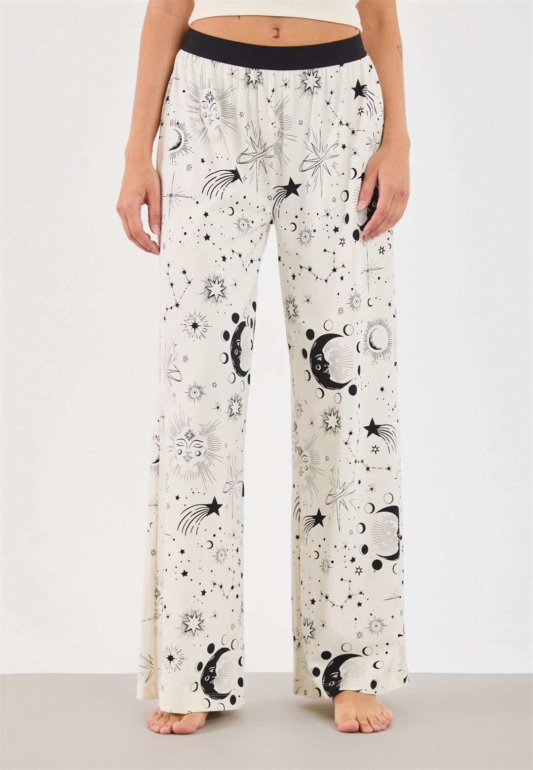 Even&Odd 2 PACK - Nachtwäsche Hose - black/ beige/schwarz