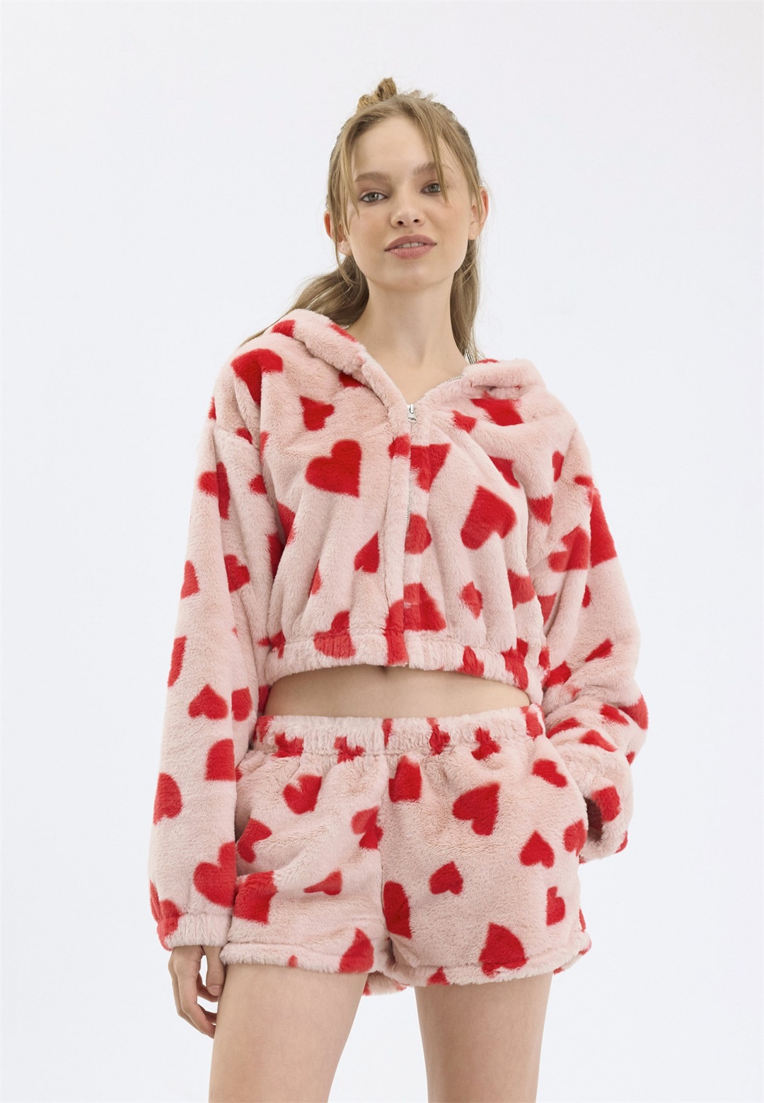 Even&Odd FLUFFY LOUNGEWEAR SET - Nachtwäsche Set - pink,red/pink