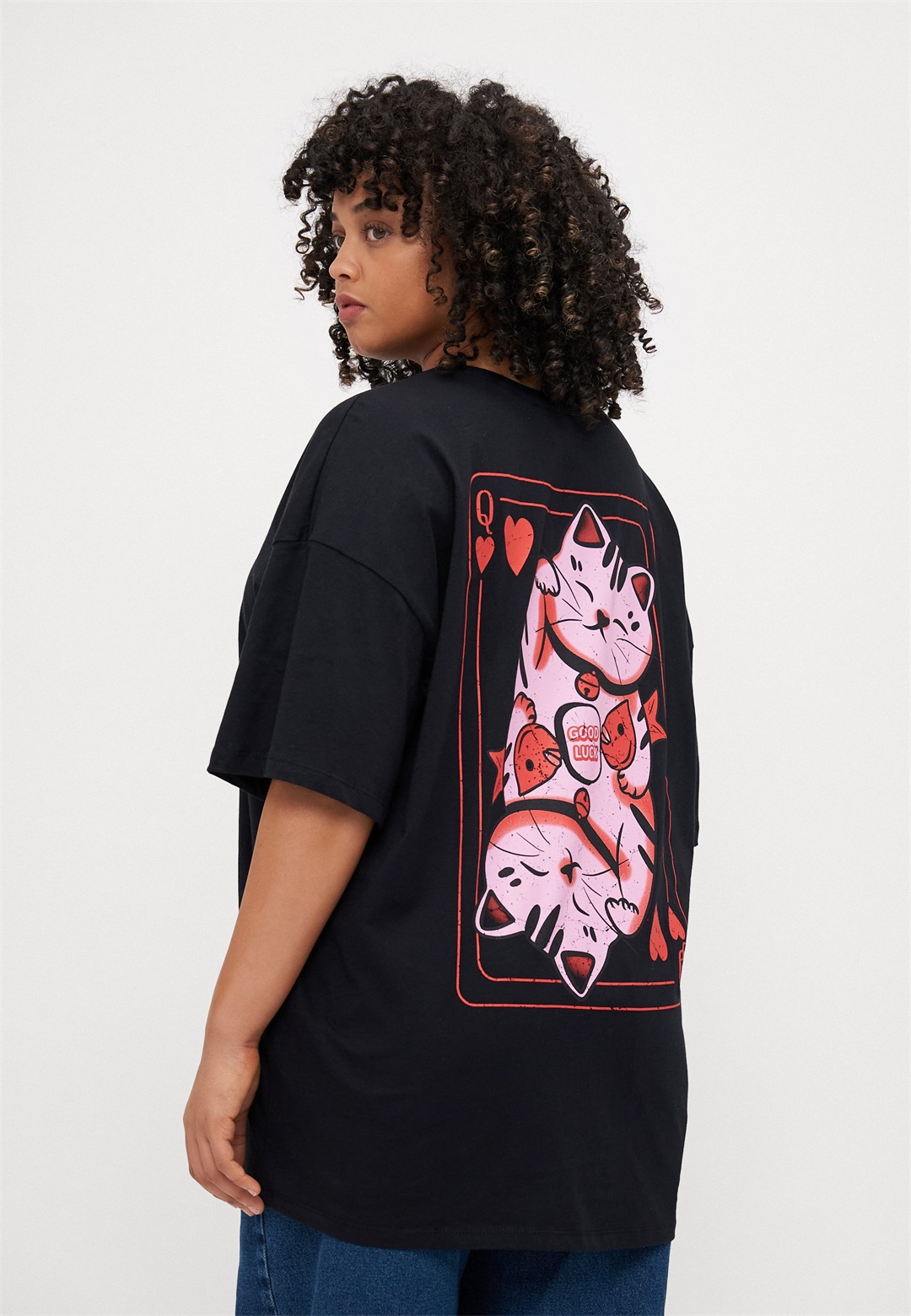 Even&Odd Curvy T-Shirt print - black/schwarz