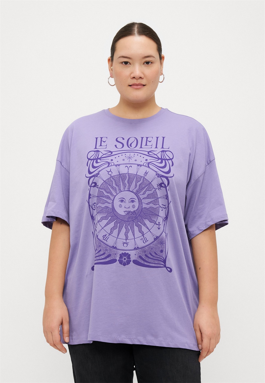 Even&Odd Curvy T-Shirt print - twilight purple/lila