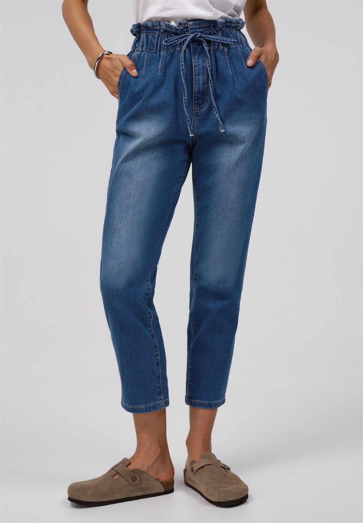 Even&Odd Tall Mom Jeans - mid blue wash/blue denim