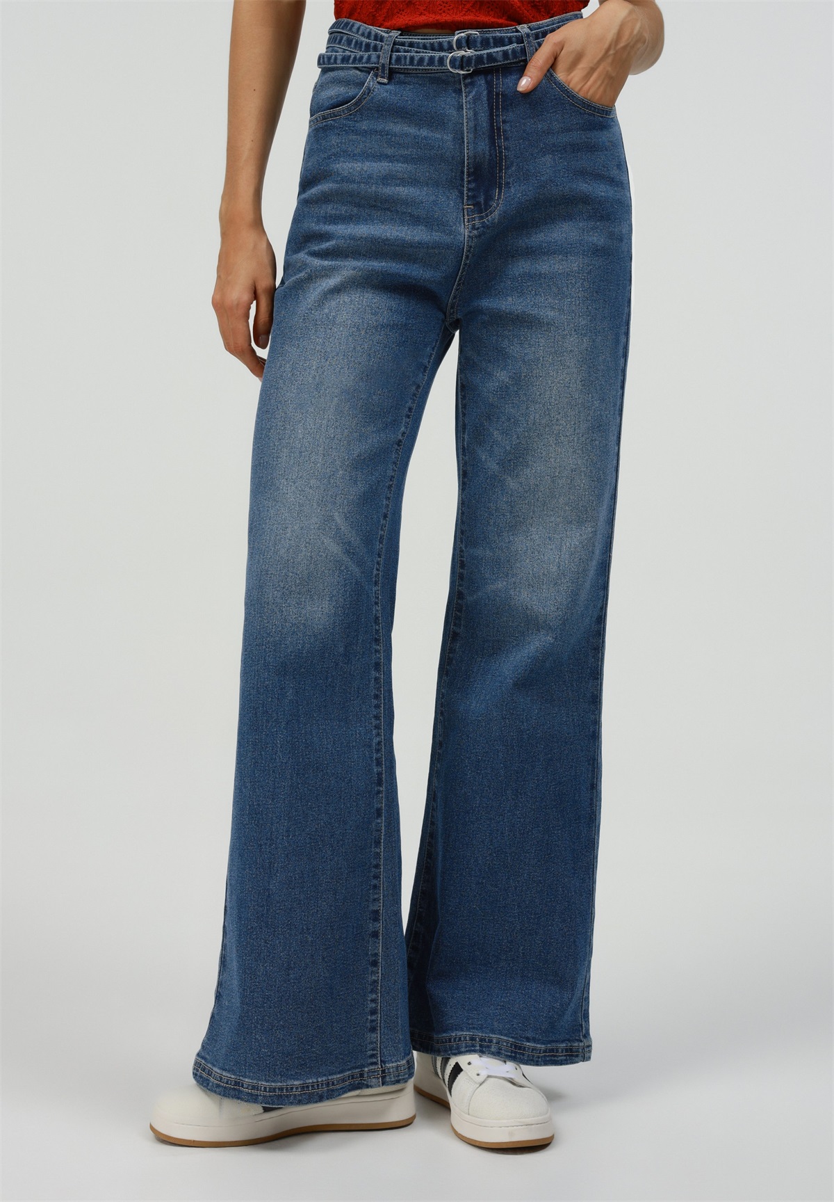 Even&Odd Tall Flared Jeans - mid blue wash/blue denim