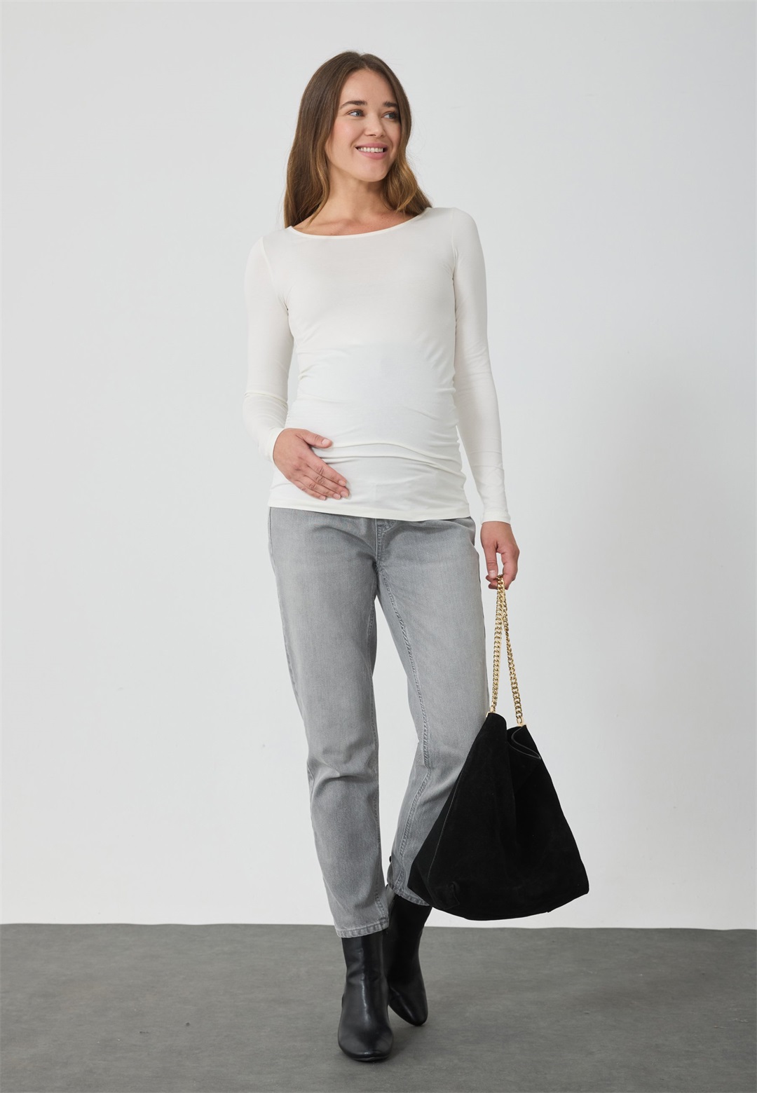 Anna Field MAMA 3 PACK - Langarmshirt - black/olive branch/egret/schwarz