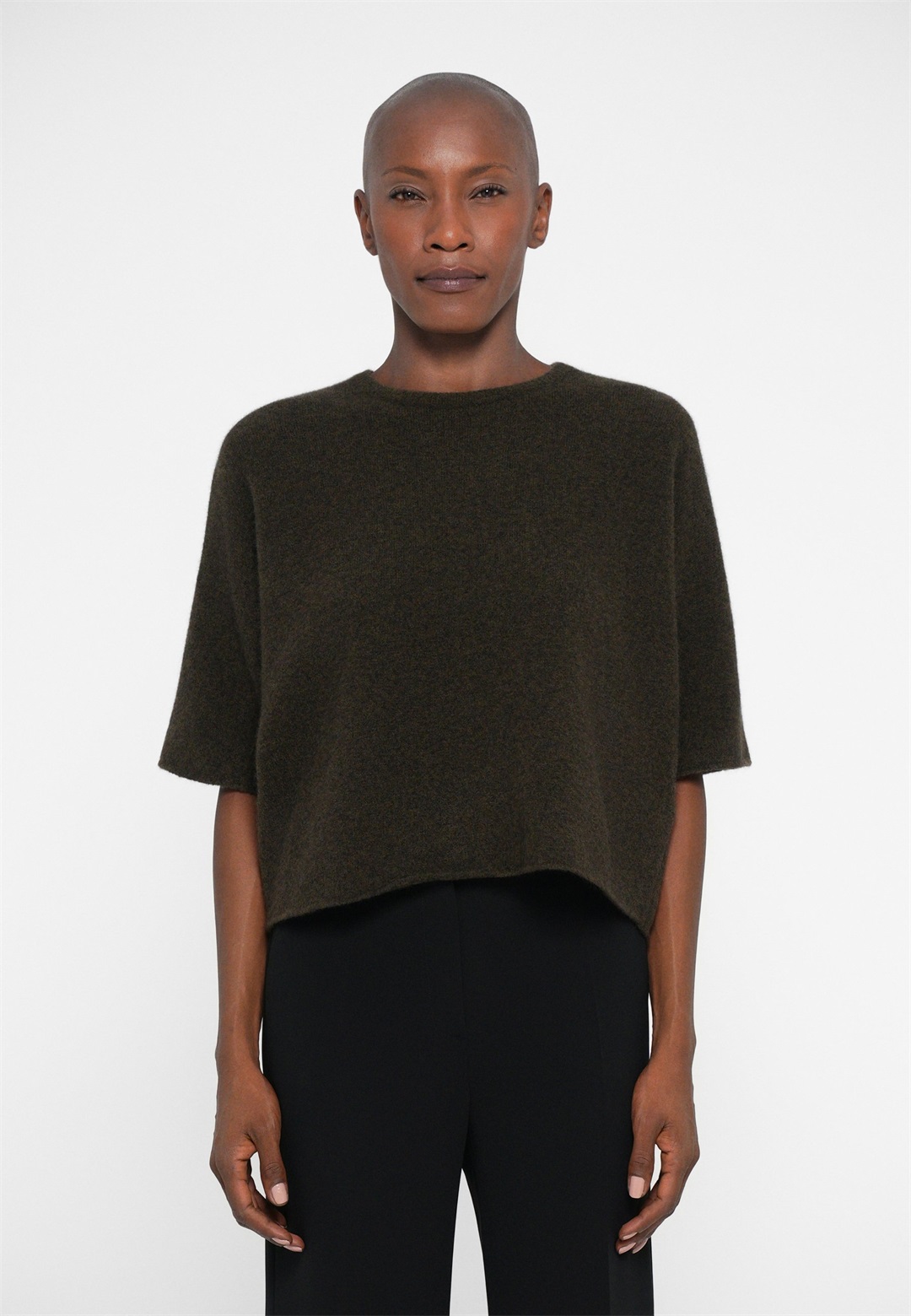 Filippa K TEE - Strickpullover - dark khaki/khaki