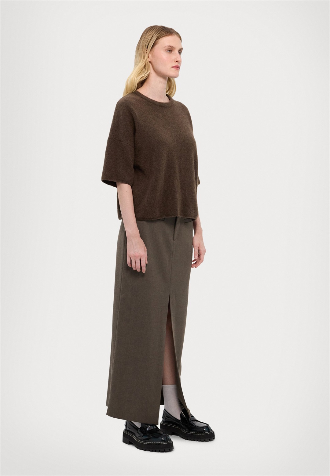 Filippa K TEE - Strickpullover - driftwood/hellbraun