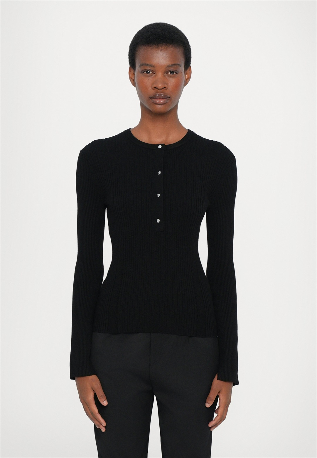 Filippa K HENLEY - Strickpullover - black/schwarz