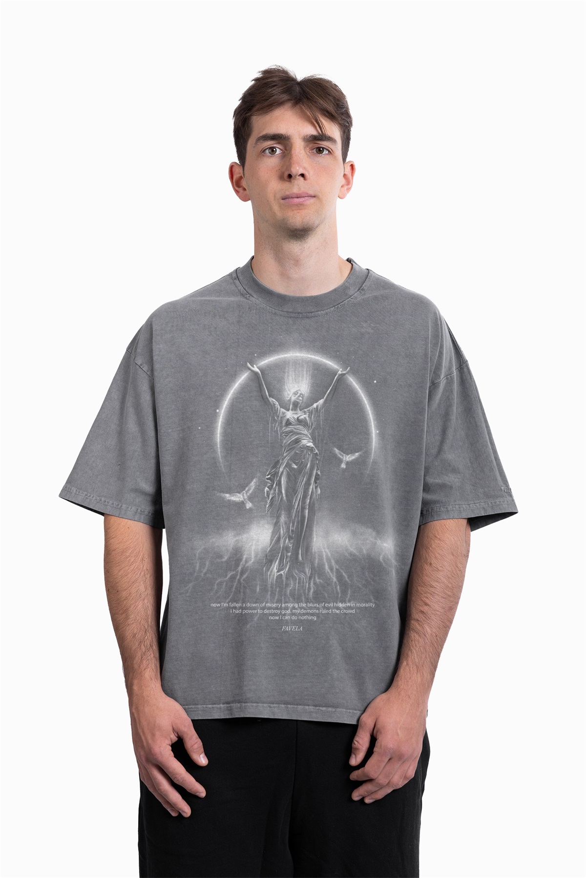 FAVELA MISERY UNISEX - T-Shirt print - grey washed/dunkelgrau