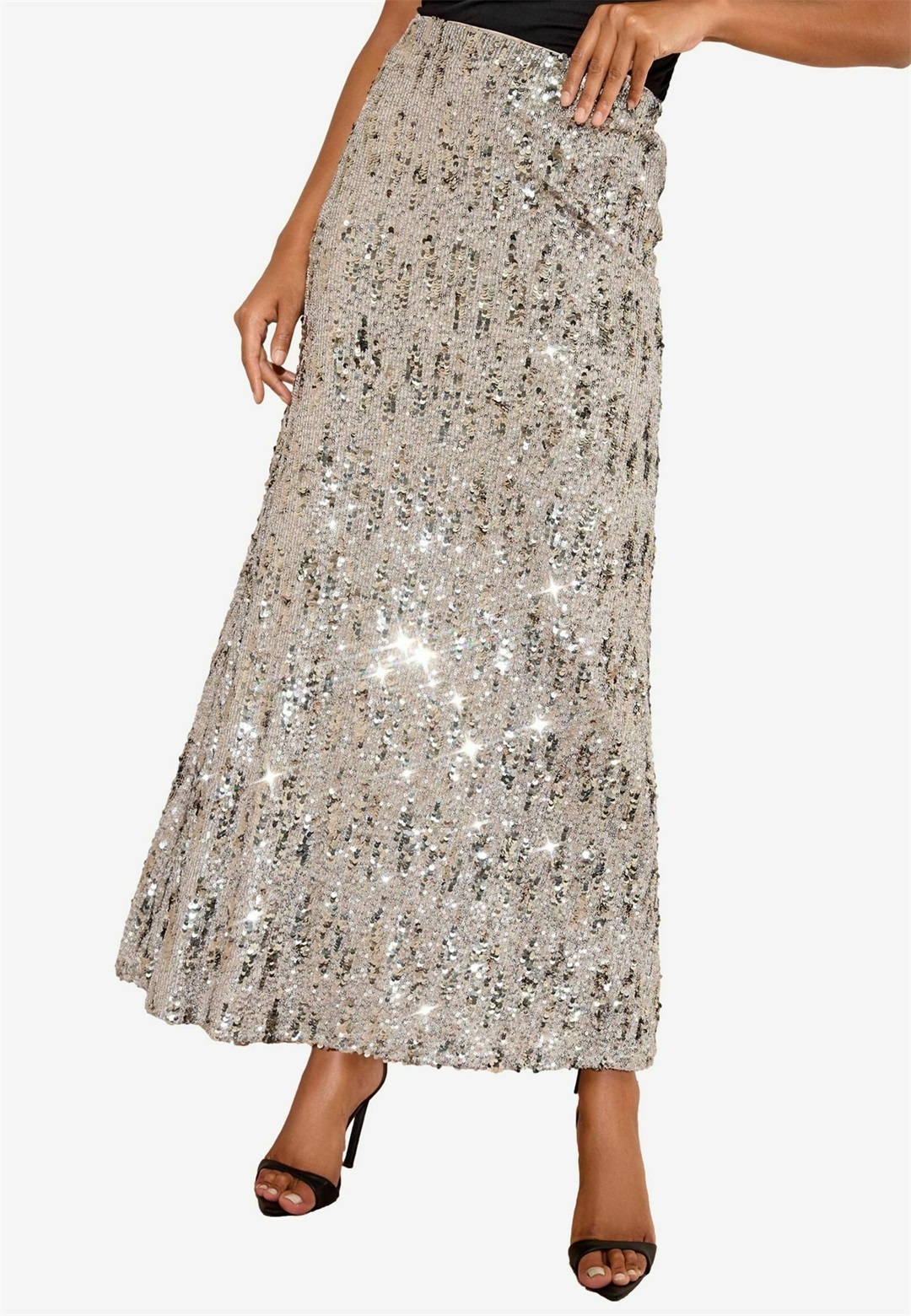 Friends Like These REGULAR FIT - SEQUIN - Maxirock - silver/silberfarben