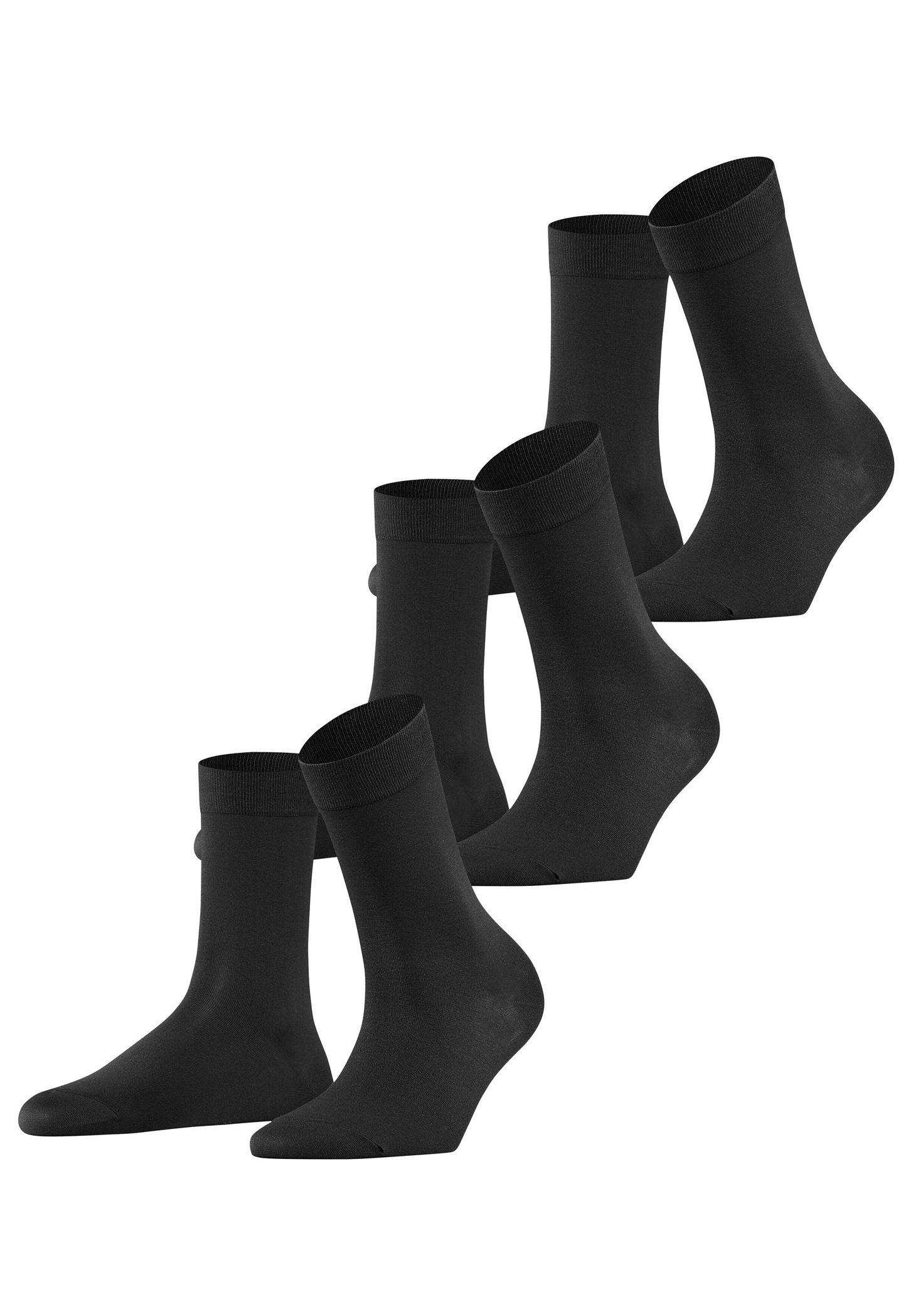 FALKE COTTON TOUCH 3-PACK - Socken - black/schwarz