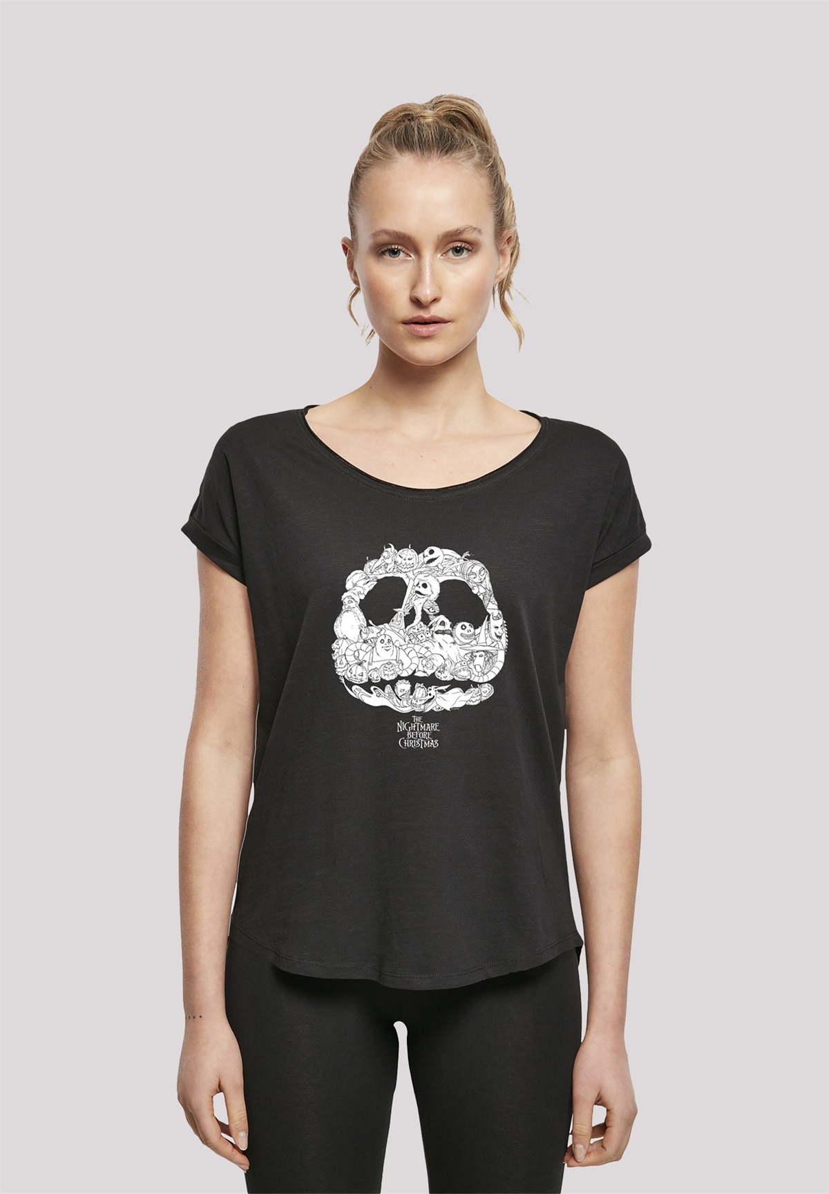 F4NT4STIC DISNEY THE NIGHTMARE BEFORE CHRISTMAS JACK SKELLINGTON FACE - T-Shirt print - black/schwarz