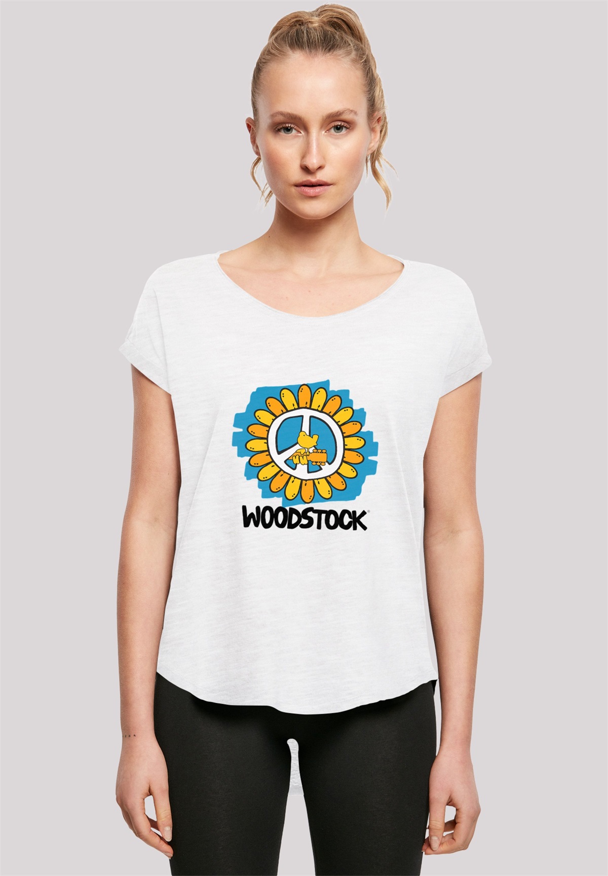 F4NT4STIC LONG CUT WOODSTOCK ARTWORK FLOWER PEACE - T-Shirt print - white/weiß