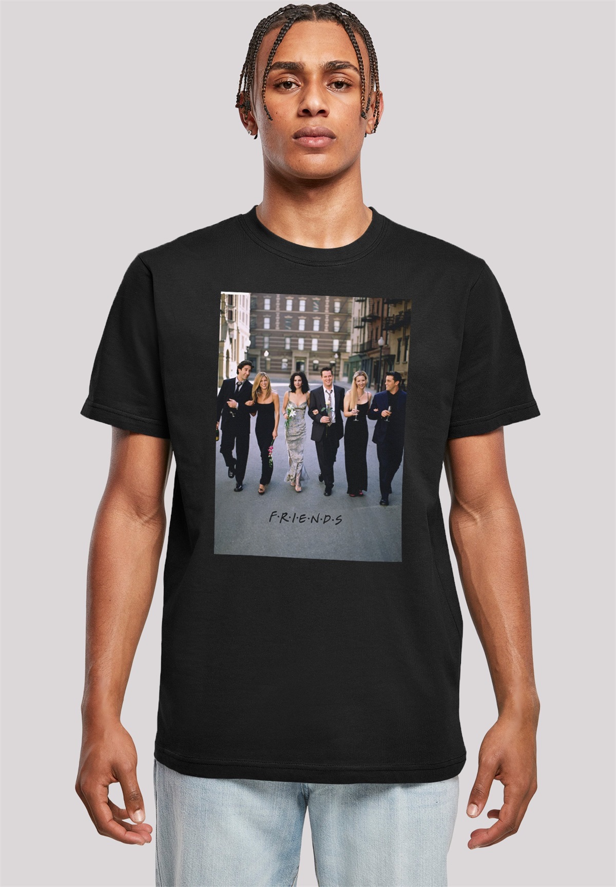 F4NT4STIC FRIENDS TV SERIE CHAMPAGNE AND FLOWERS - T-Shirt print - black/schwarz