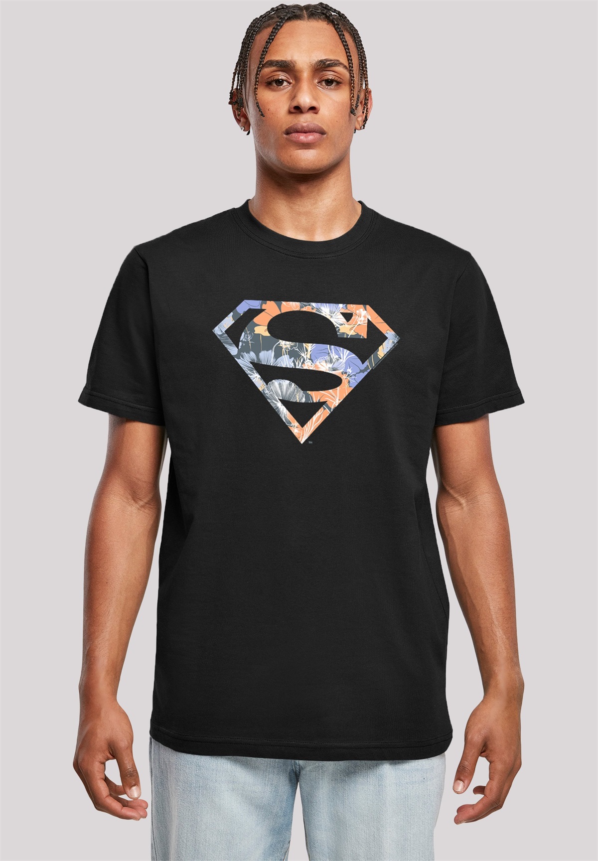 F4NT4STIC DC COMICS SUPERMAN FLORAL LOGO SUPERHELD - T-Shirt print - black/schwarz