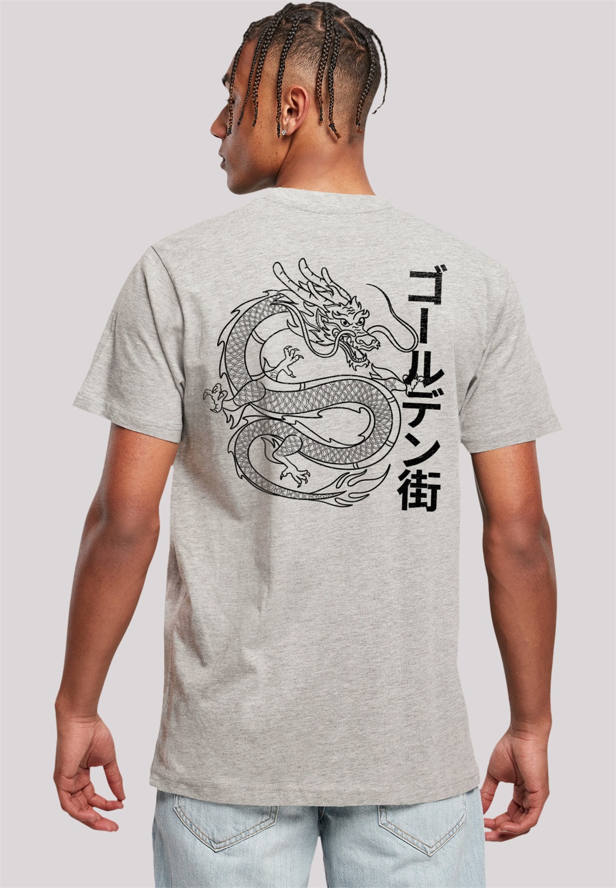 F4NT4STIC DRACHE GOLDEN GAI - T-Shirt print - heather grey/grau