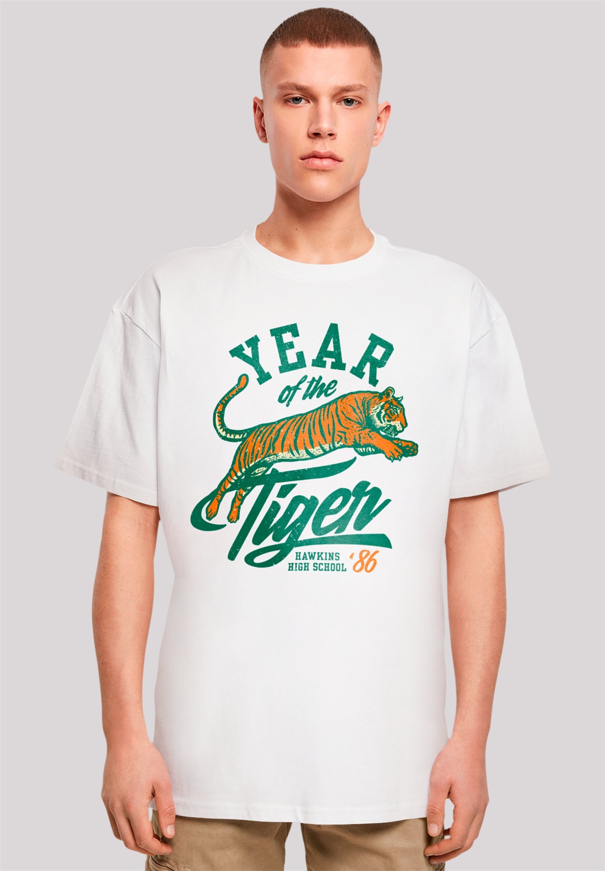 F4NT4STIC STRANGER THINGS HAWKINS YEAR OF THE TIGER 86 NETFLIX TV SERIES - T-Shirt print - weiß