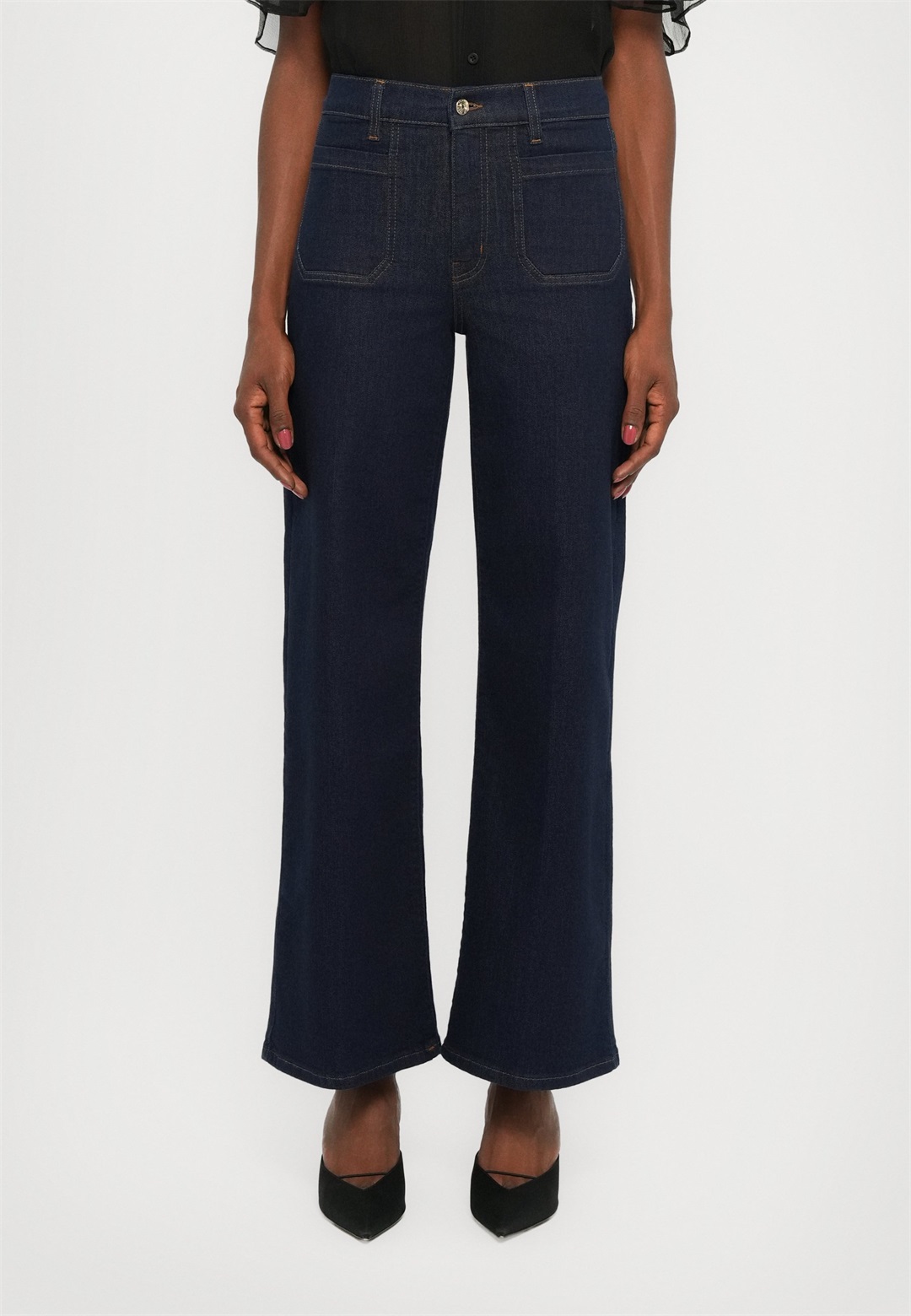 FRAME LE SLIM PALAZZO MODERNIST POCKET - Flared Jeans - rinse/dark-blue denim