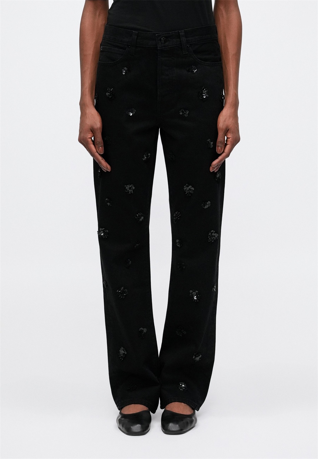 FRAME THE EMBELLISHED VERTICAL - Jeans Straight Leg - black/schwarz
