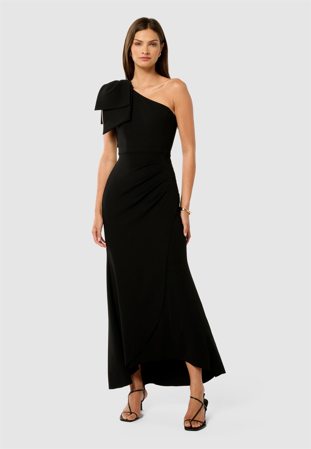 Forever New LISA ONE SHOULDER BOW DRESS - Maxikleid - black/braun