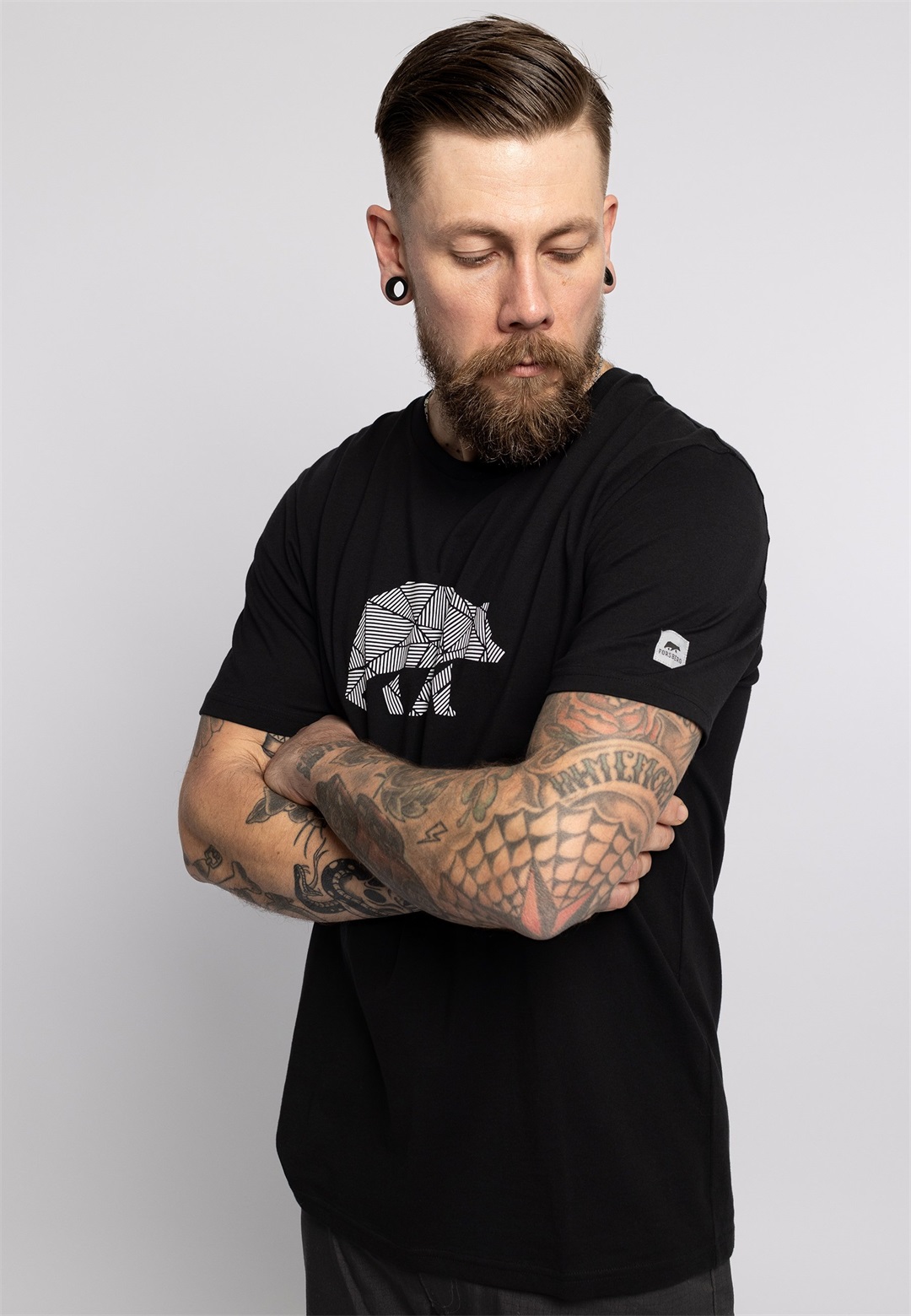 FORSBERG MIT REFLEKTIERENDEM BRUSTLOGO - T-Shirt print - schwarz