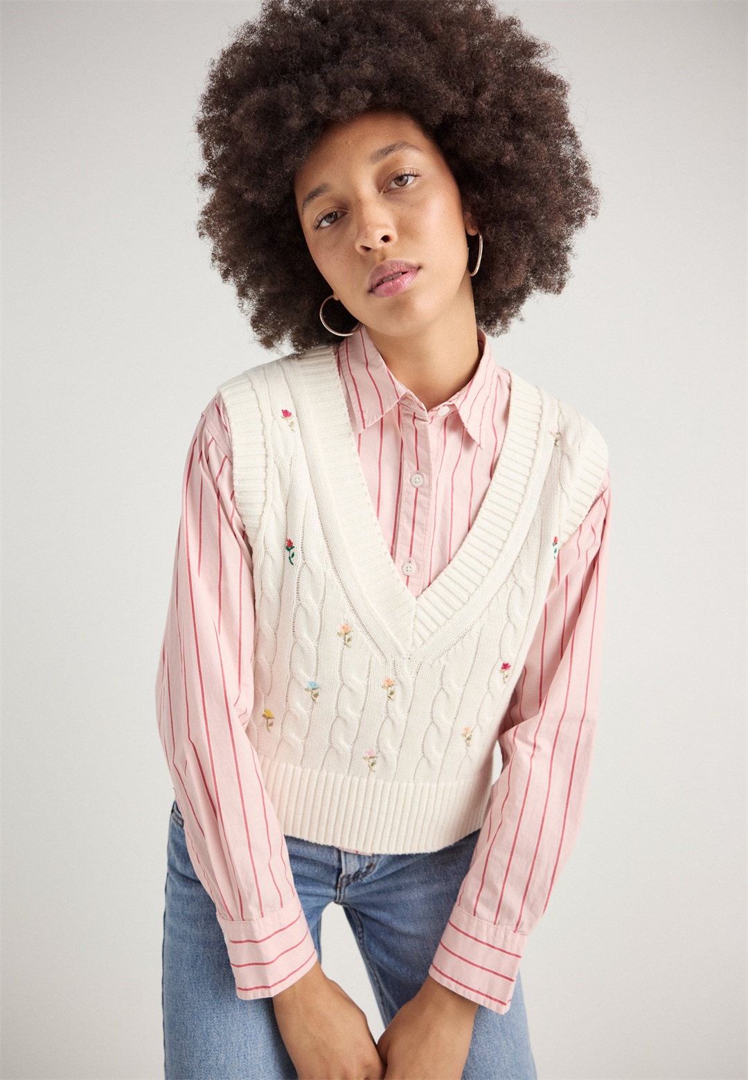 Free People PLUMERIA FLORAL - Strickpullover - ivory/offwhite