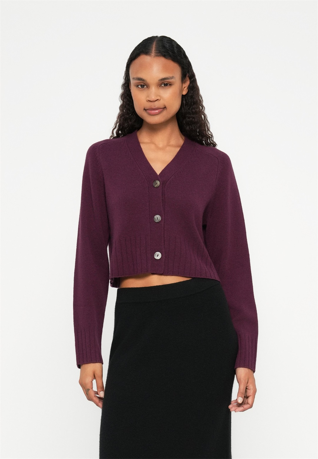FTC Cashmere CARDIGAN - Strickjacke - burgundy plum/dunkellila