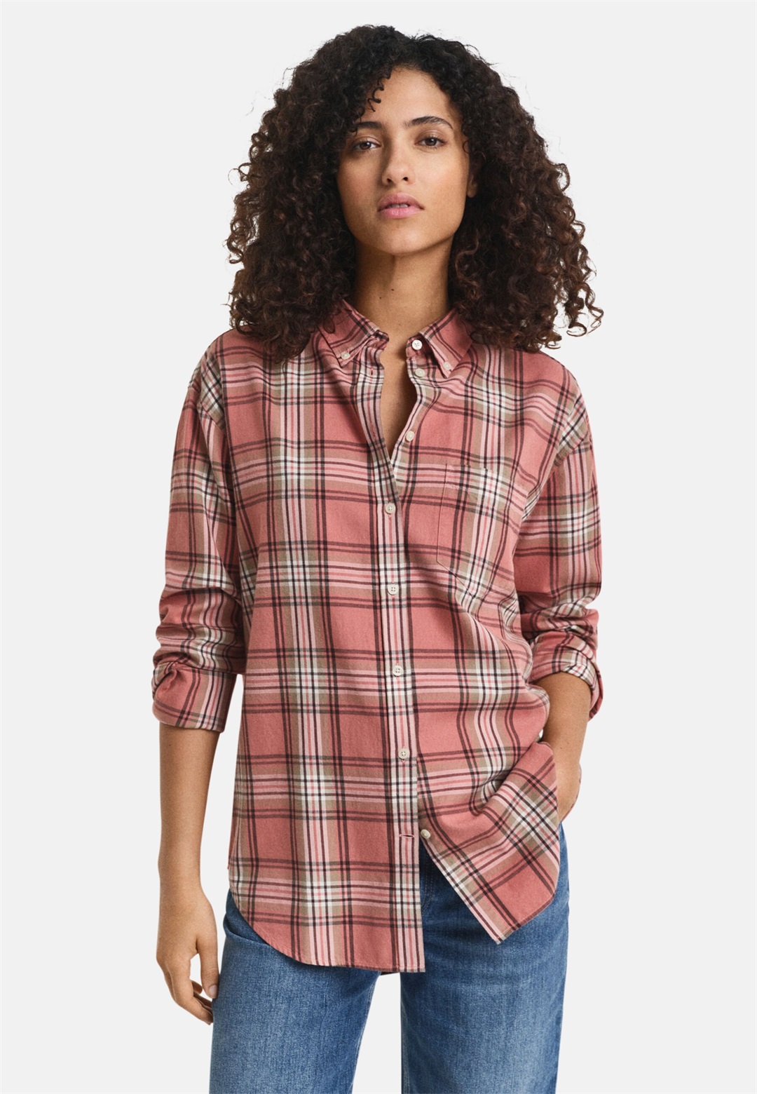 GANT REL CHECKED - Hemdbluse - faded brick/rosa